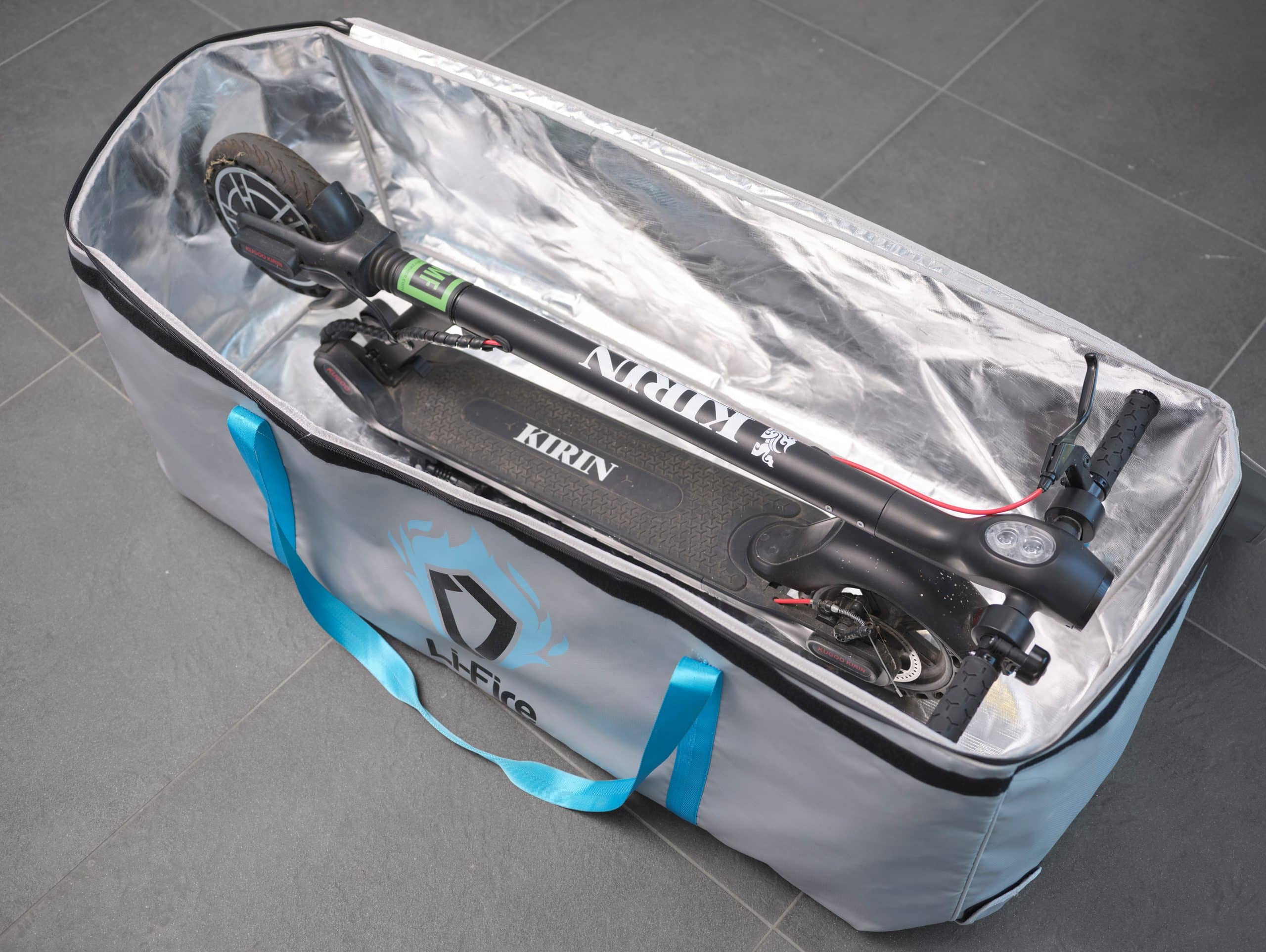 Li-Fire Lithium-ion Safety Bag, Large, with e-scooter